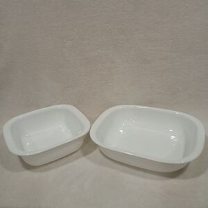 Corning Ware Simply Lite Set Of 2 White Square Casseroles 1.5 Qt & 2 Qt No Lids
